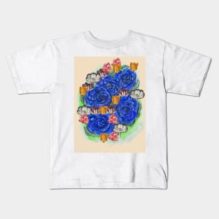 Blue Roses and Tulip Fantasy Kids T-Shirt